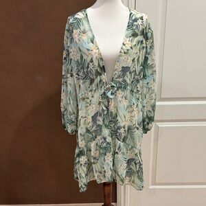 Tommy Bahama Green Floral Swim Coverup